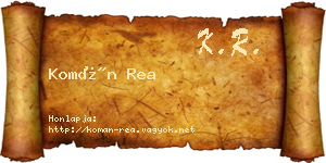 Komán Rea névjegykártya